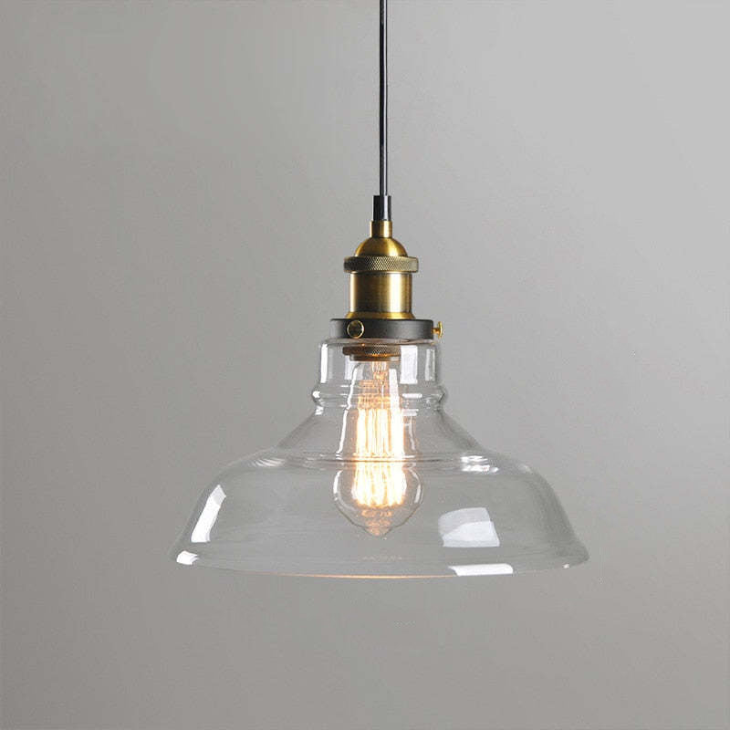 Vintage Industriële Hanglamp – Glas & Metaal