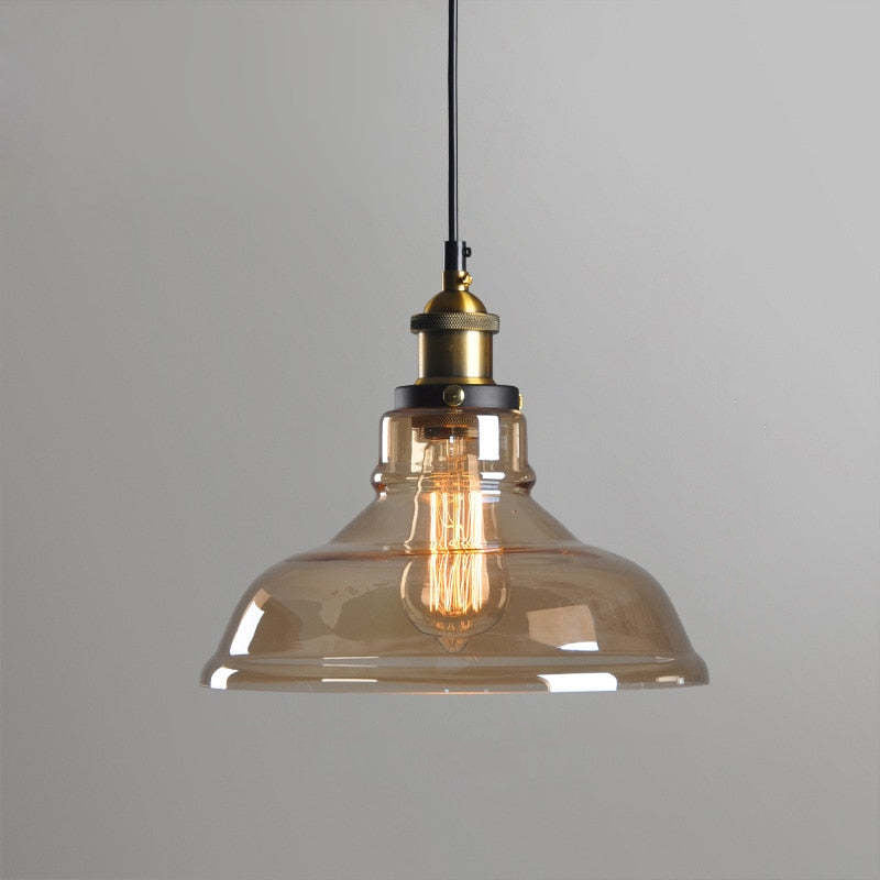 Vintage Industriële Hanglamp – Glas & Metaal