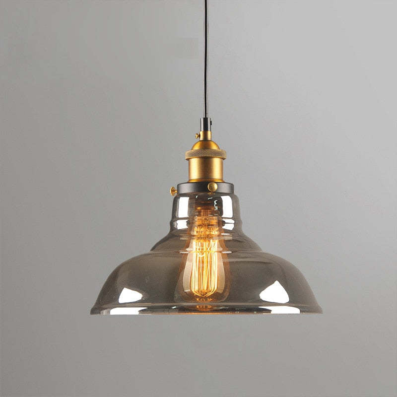 Vintage Industriële Hanglamp – Glas & Metaal