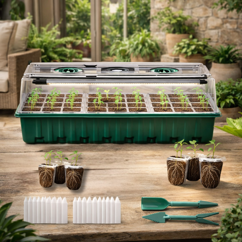 Kit zaaien binnenkweek | LED groeilamp, koepel | Planten