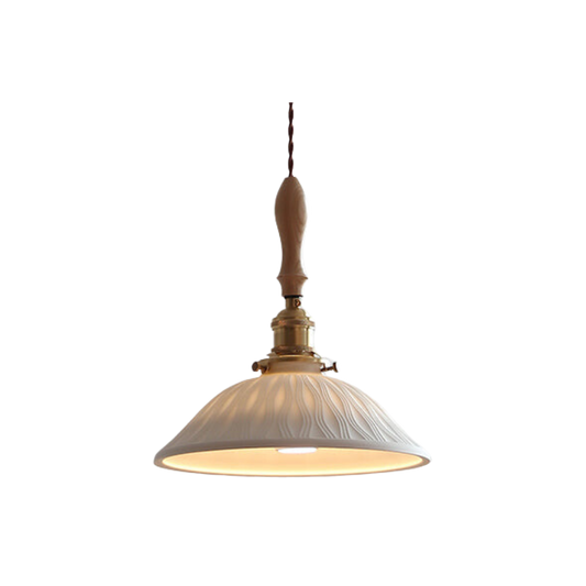 Japandi Golf Hanglamp – Keramiek & Hout Design-light decor-De Bazelaar