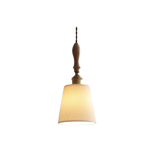 Retro Hanglamp met Keramiek en Hout - Verstelbaar-light decor-De Bazelaar