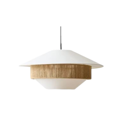 Elegante Hanglamp van Rotan en Stof