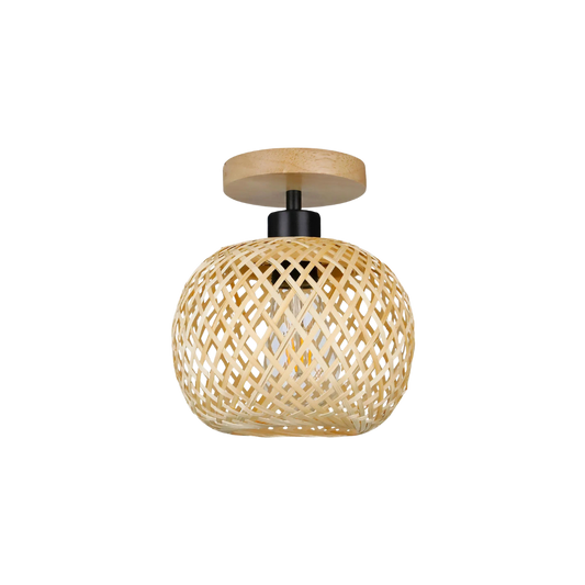 Ambachtelijke Bamboe Plafondlamp - Warm Licht en Elegantie-light decor-De Bazelaar