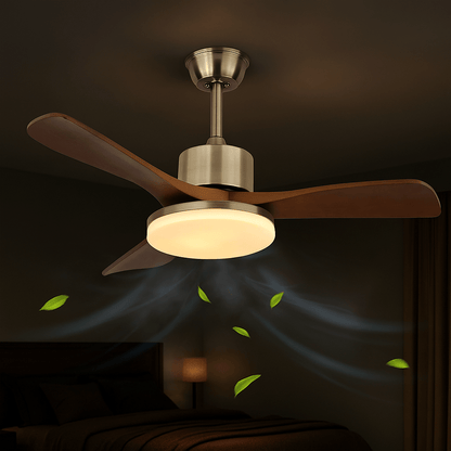 LuxeBreeze Houten Plafondventilator met Licht