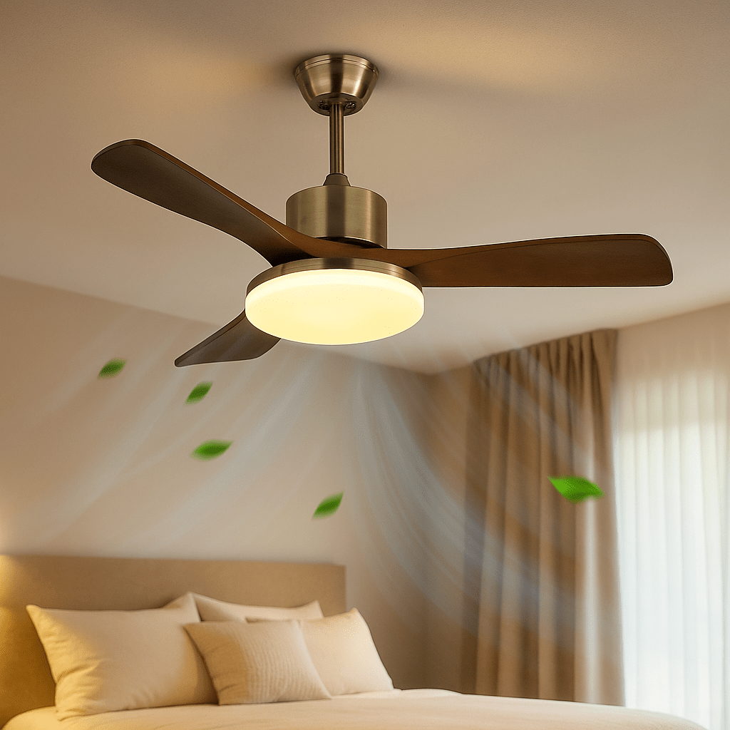 LuxeBreeze Houten Plafondventilator met Licht