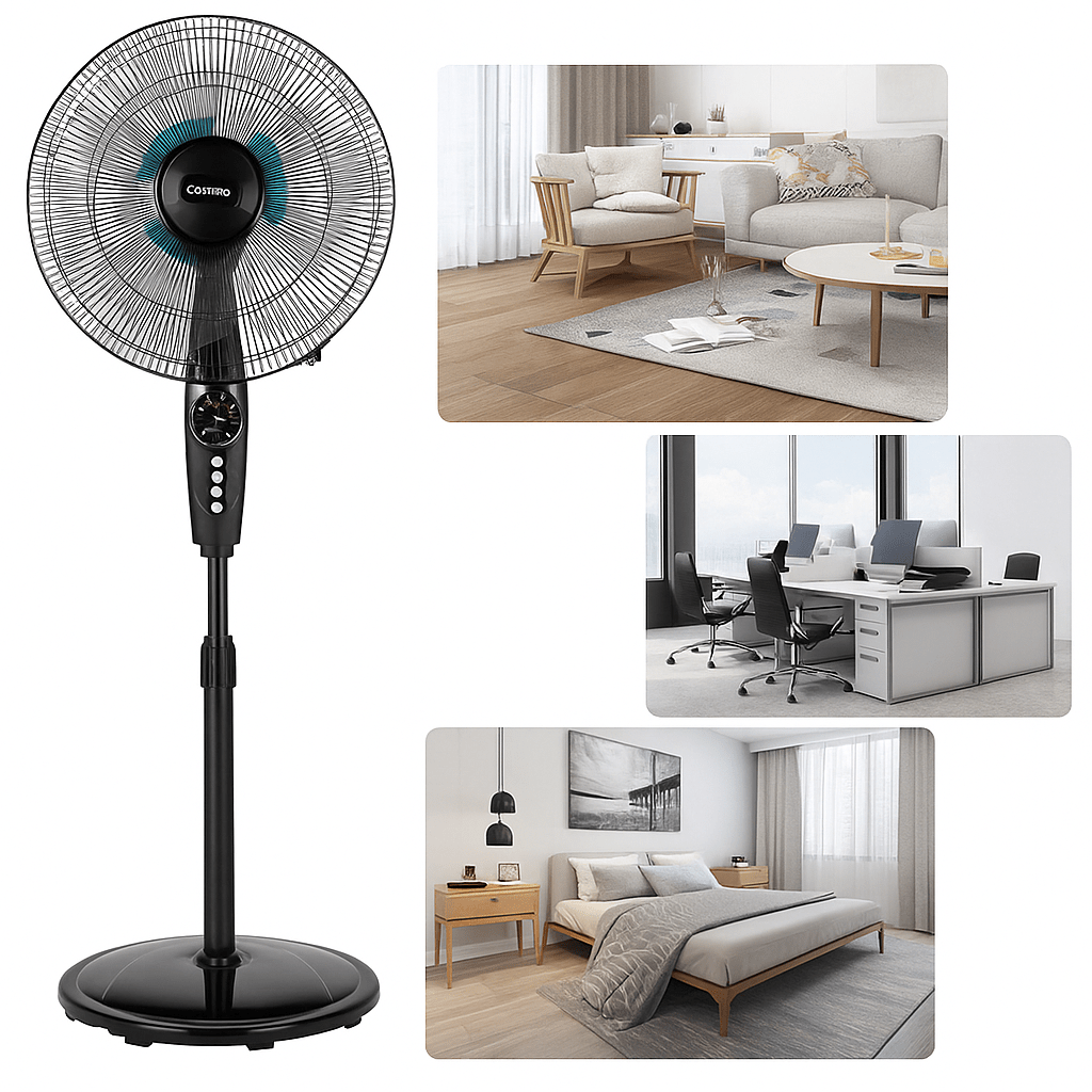 Stille Vloerventilator 16" met Afstandsbediening