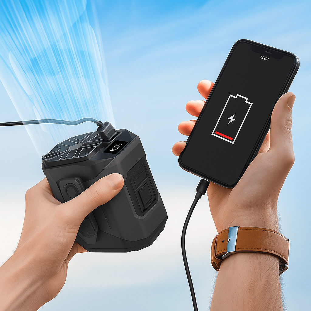 Draagbare Heupventilator met Powerbank en Zaklamp