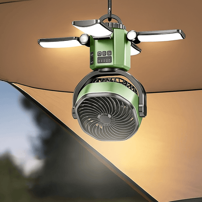 Draagbare Camping Ventilator met LED Licht en 6000mAh Batterij