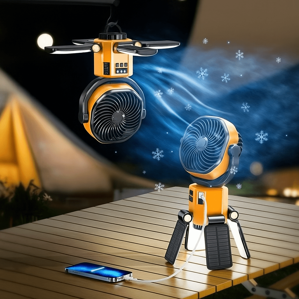 Draagbare Camping Ventilator met LED Licht en 6000mAh Batterij
