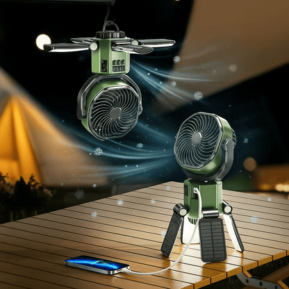 Draagbare Camping Ventilator met LED Licht en 6000mAh Batterij