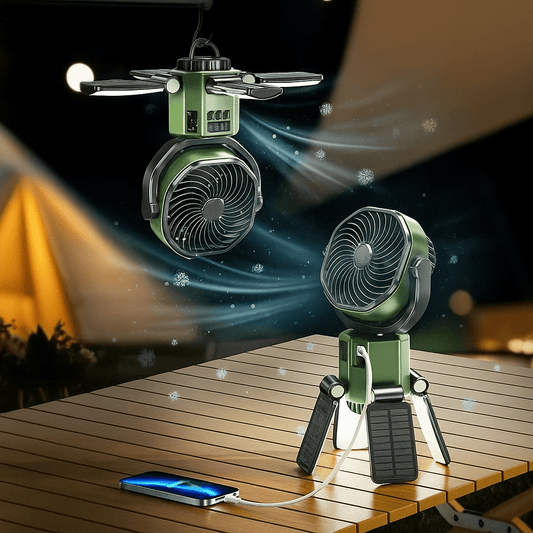Draagbare Camping Ventilator met LED Licht en 6000mAh Batterij