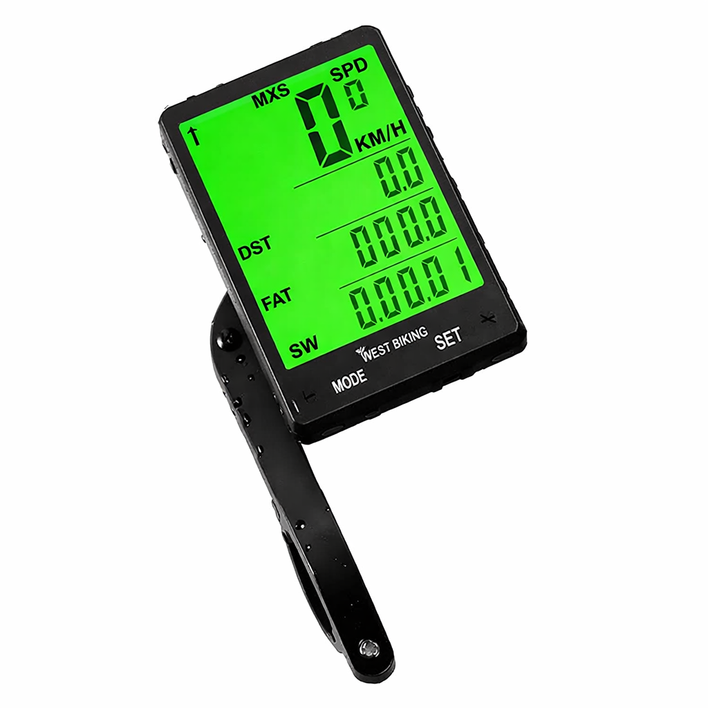 Fietscomputer zwart en zilver met digitaal LCD scherm