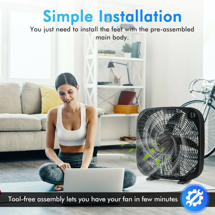 Vloerventilator 20" - Draagbare Koeling - 3 Snelheden - Knopbediening