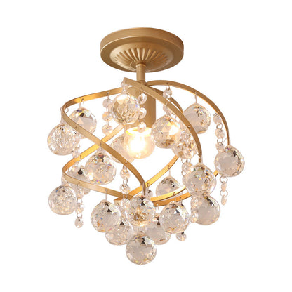 Luxe Kristallen Plafondlamp met Messing Accenten