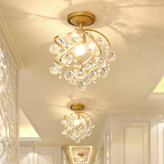 Luxe Kristallen Plafondlamp met Messing Accenten-light decor-De Bazelaar