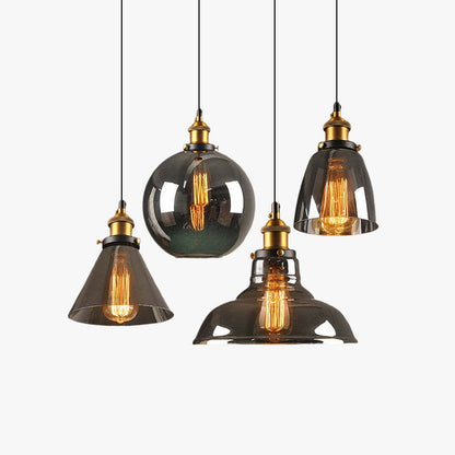 Vintage Industriële Hanglamp – Glas & Metaal