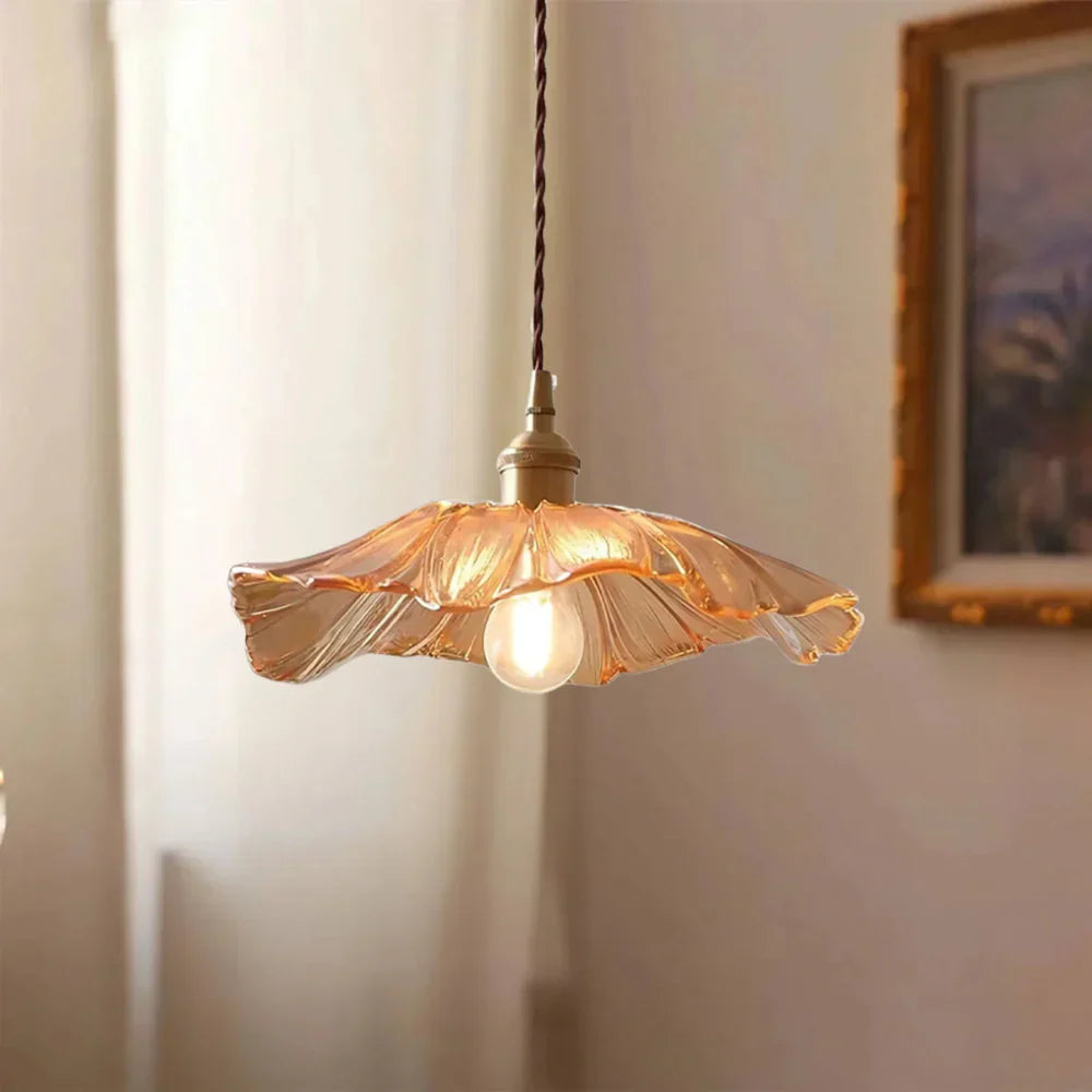 Vintage Lotus Glazen Hanglamp