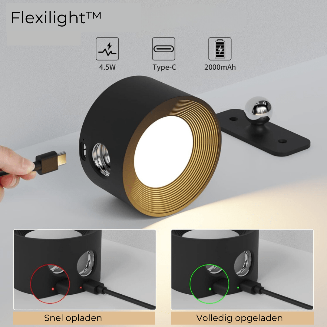 FlexiLamp - Draadloze oplaadbare 360° muurlamp