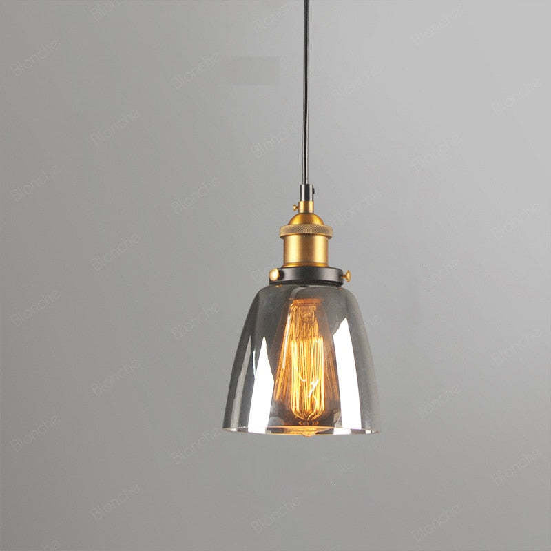 Vintage Industriële Hanglamp – Glas & Metaal