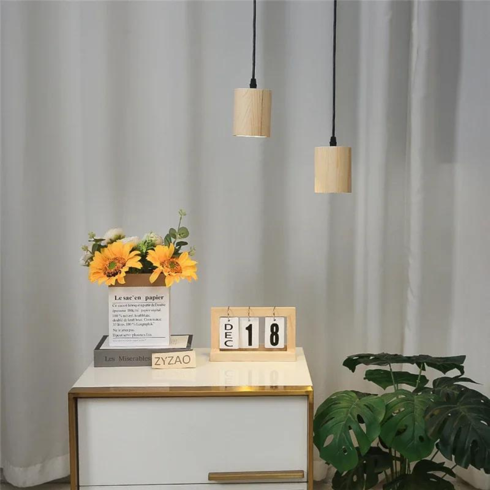 Elegante Houten Cilinder Hanglamp