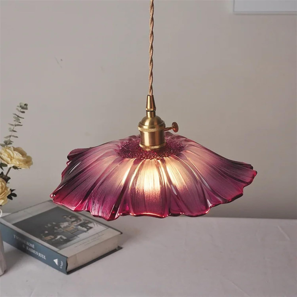 Vintage Lotus Glazen Hanglamp