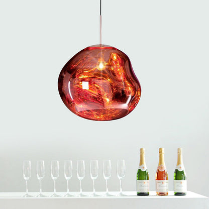 Hanglamp Sophie Zilver/Rood Glas - Modern Ontwerp