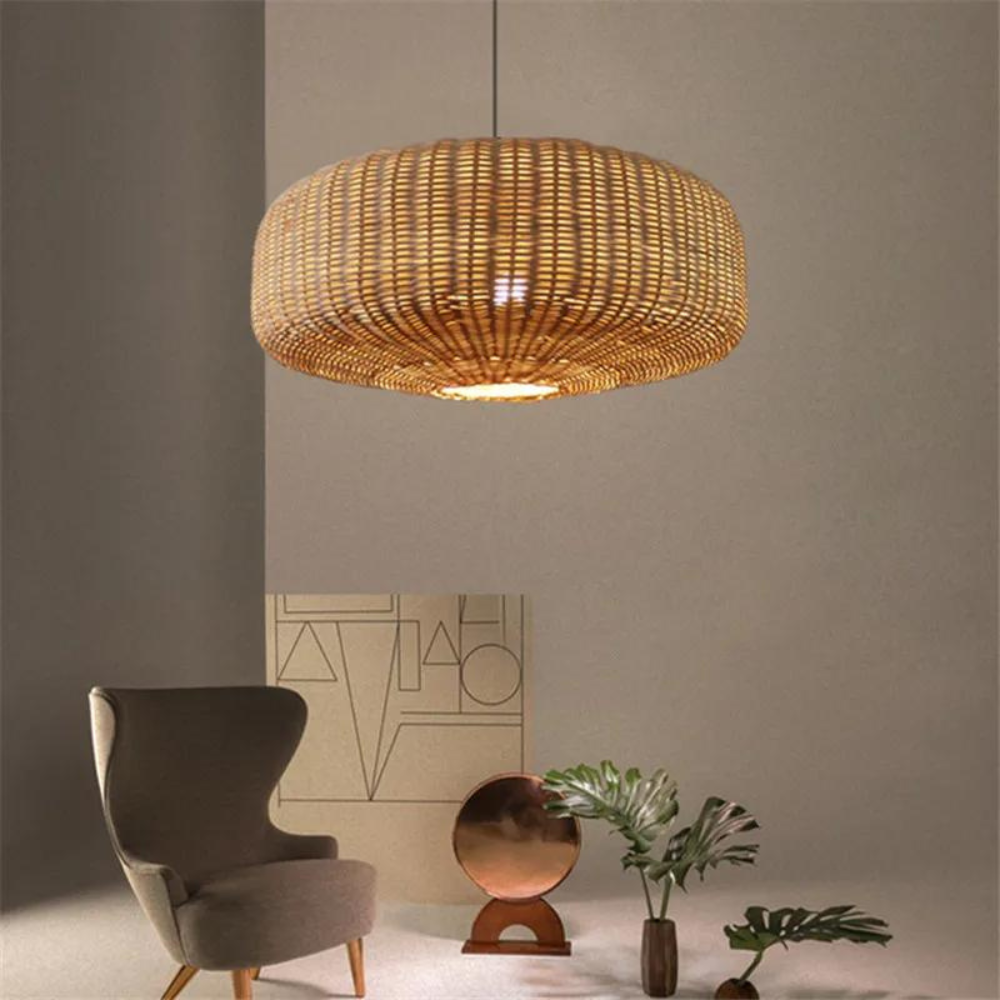 Gevlochten Rotan Hanglamp – Natuurlijk en Elegant