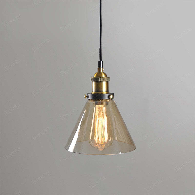 Vintage Industriële Hanglamp – Glas & Metaal