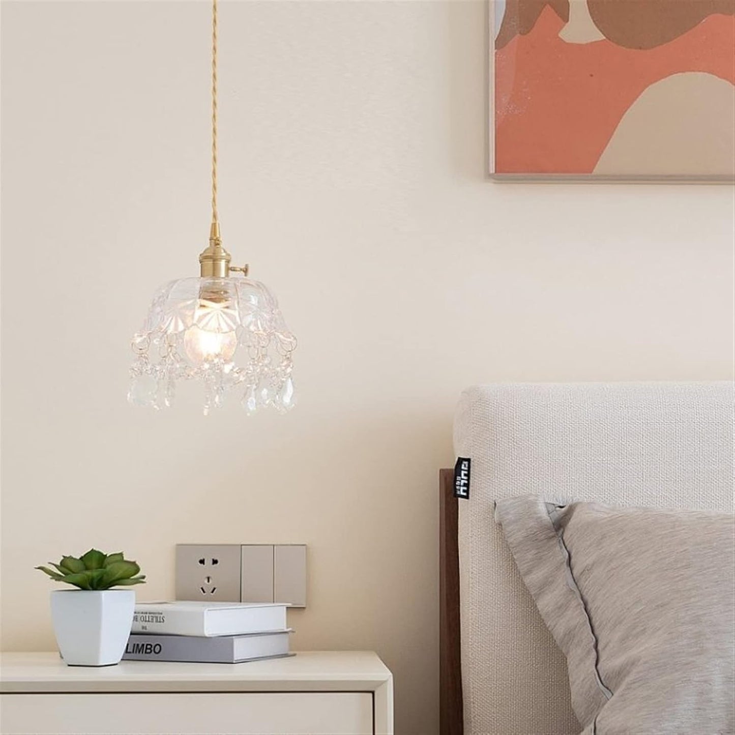 Retro Europese Glazen Hanglamp – Elegant en Tijdloos