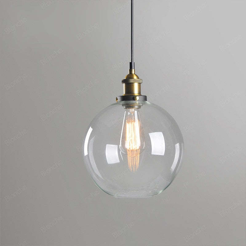 Vintage Industriële Hanglamp – Glas & Metaal