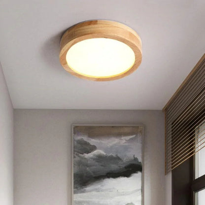 Ronde Plafondlamp van Hout – Warmte en Stijl voor Elk Interieur