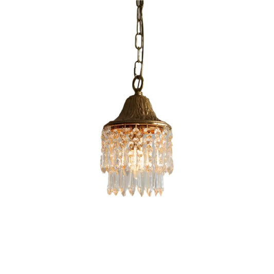 Luxe Gouden Hanglamp met Kristallen Druppelvorm – 1 Lichtpunt