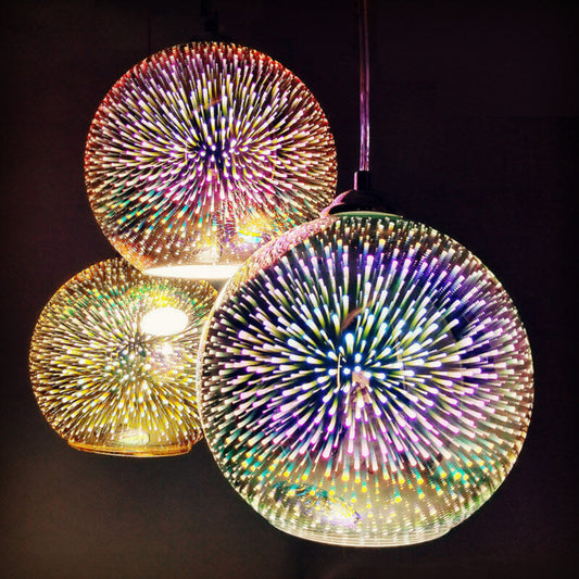 3D Glazen Hanglamp Vuurwerk – Kleurrijke Sfeerverlichting