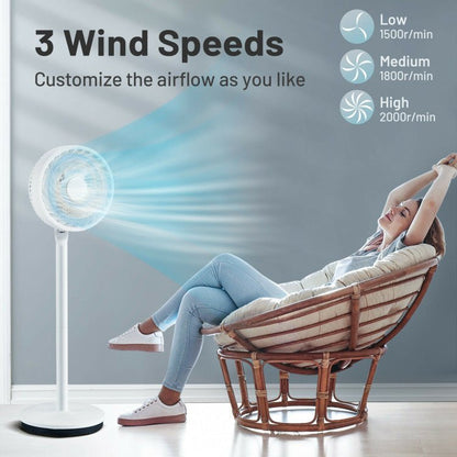 9" Oscillerende Vloerventilator - Verstelbare Hoogte en Snelheden - Stille Luchtstroom