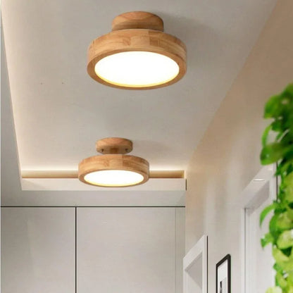 Ronde Plafondlamp van Hout – Warmte en Stijl voor Elk Interieur