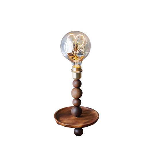 Moderne Dimbare Tafellamp van Notenhout en Glas-light decor-De Bazelaar