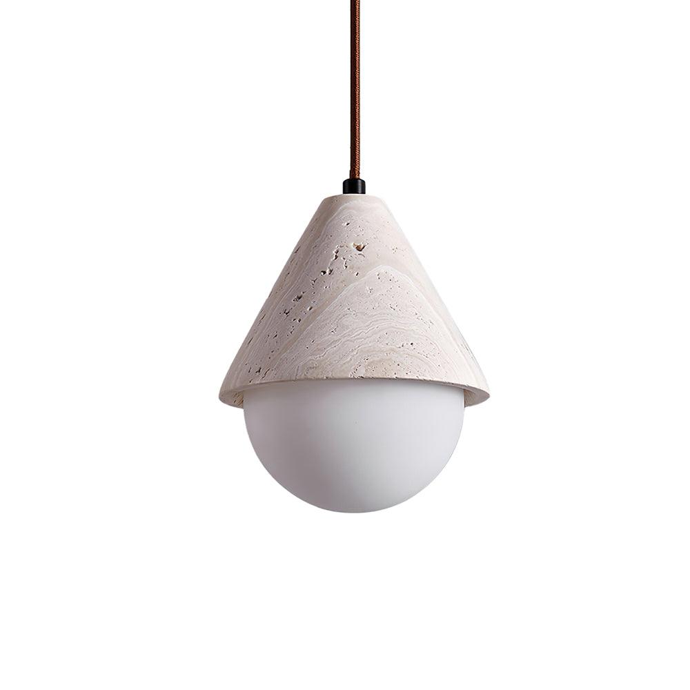 Moderne Hanglamp van Travertin en Glas