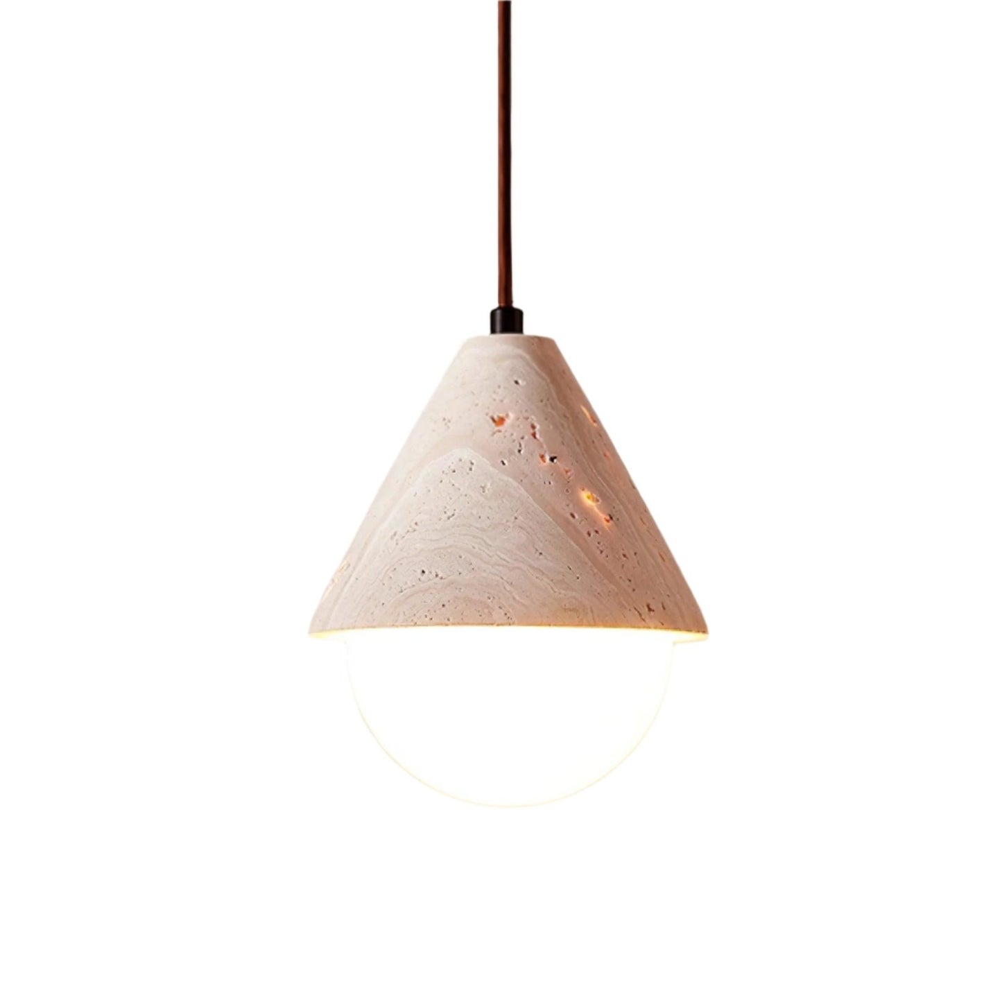 Moderne Hanglamp van Travertin en Glas