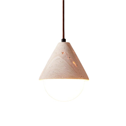 Moderne Hanglamp van Travertin en Glas