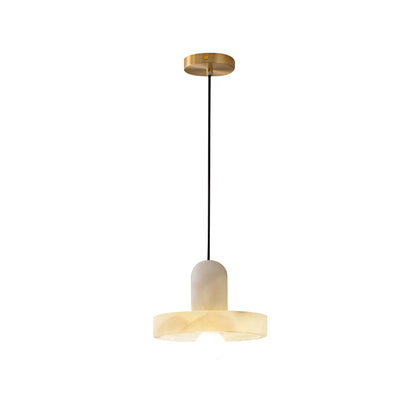 Moderne Witte Alabaster Hanglamp met Marmeren Lampenkap