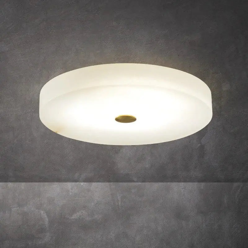 Luxe Ronde Inbouw LED Plafondlamp van Marmer en Koper