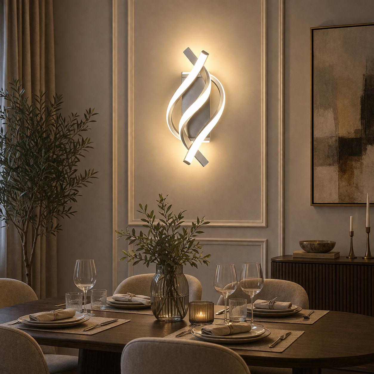 Drievoudige wandlamp | Modern design, omgevingslicht | Interieur