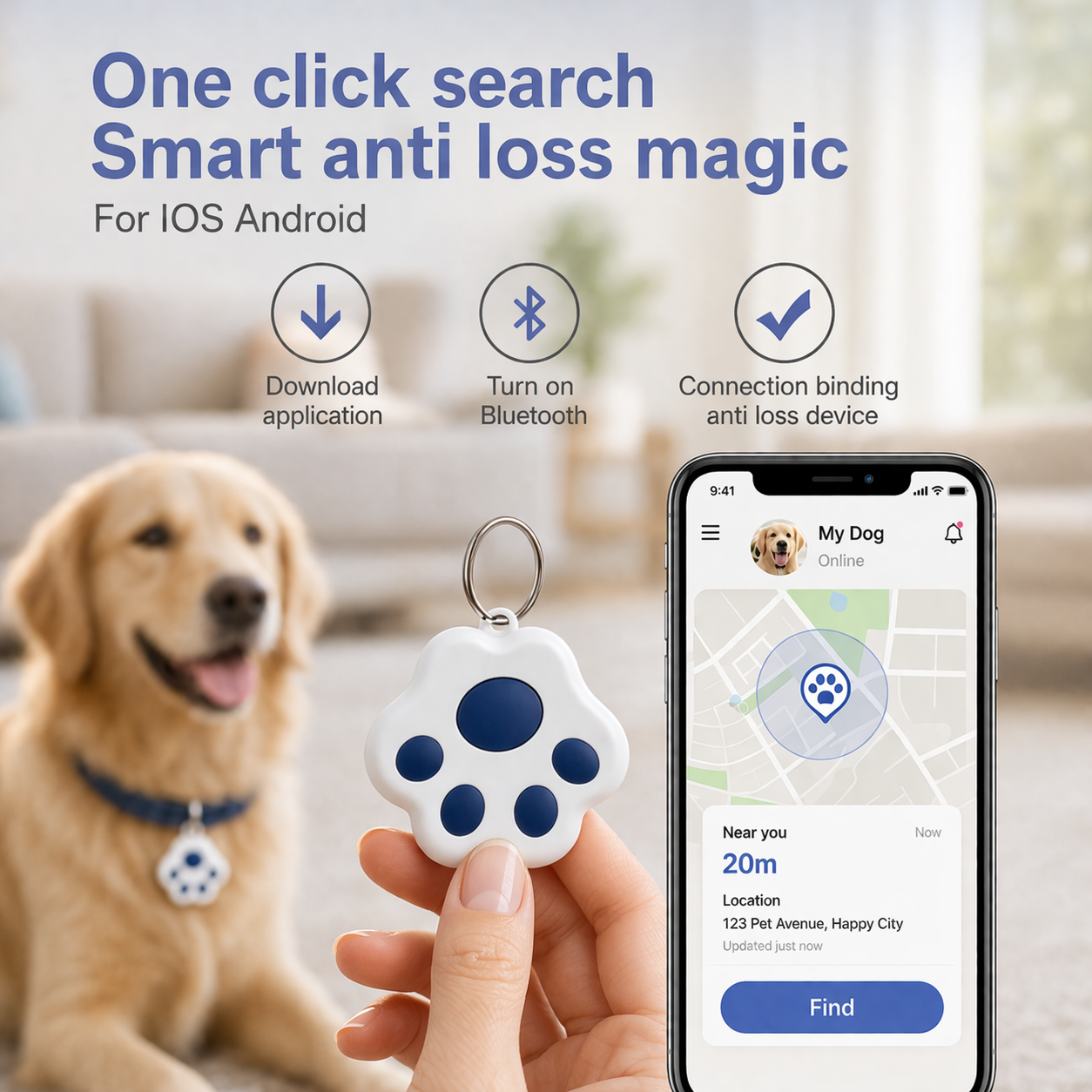 GPS voor huisdieren | Draadloos, slim tracker | Honden en katten