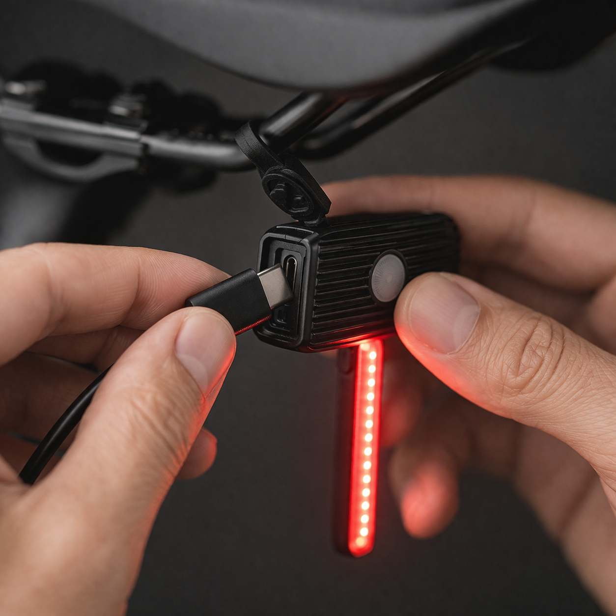 Luz trasera bicicleta LED USB recargable alta visibilidad