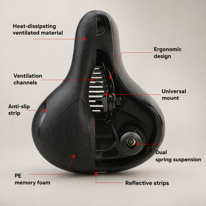 Ergonomisch fietszadel met gelvulling en anti-slip oppervlak