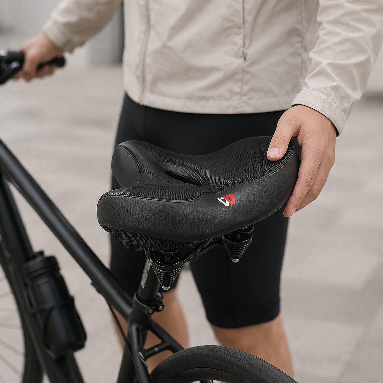 Fietszadel extra breed comfortabel ergonomisch ademend