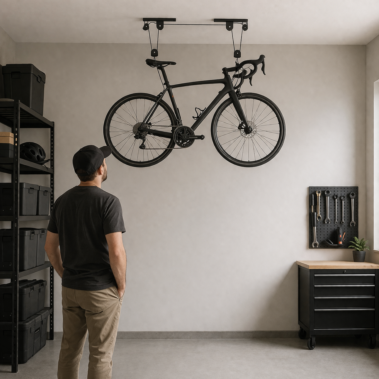 Fietslift plafond garageberging hefkabel robuust