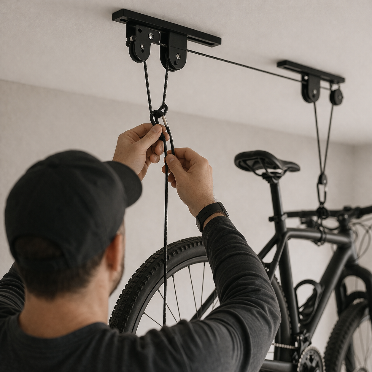 Fietslift plafond garageberging hefkabel robuust