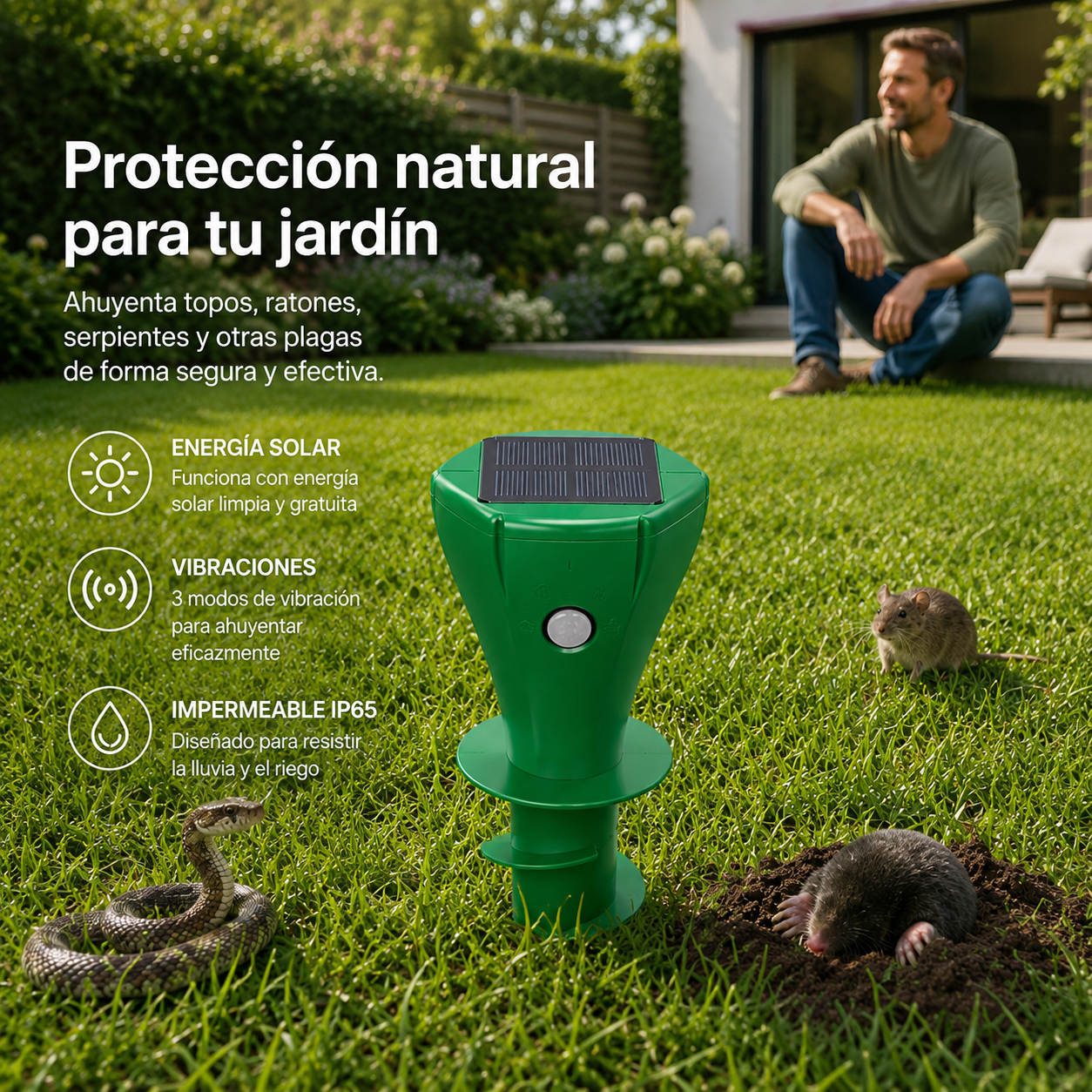 Zonne-Repellent Voor Molletjes - Effectieve Vibratie - Tuin en Gazon